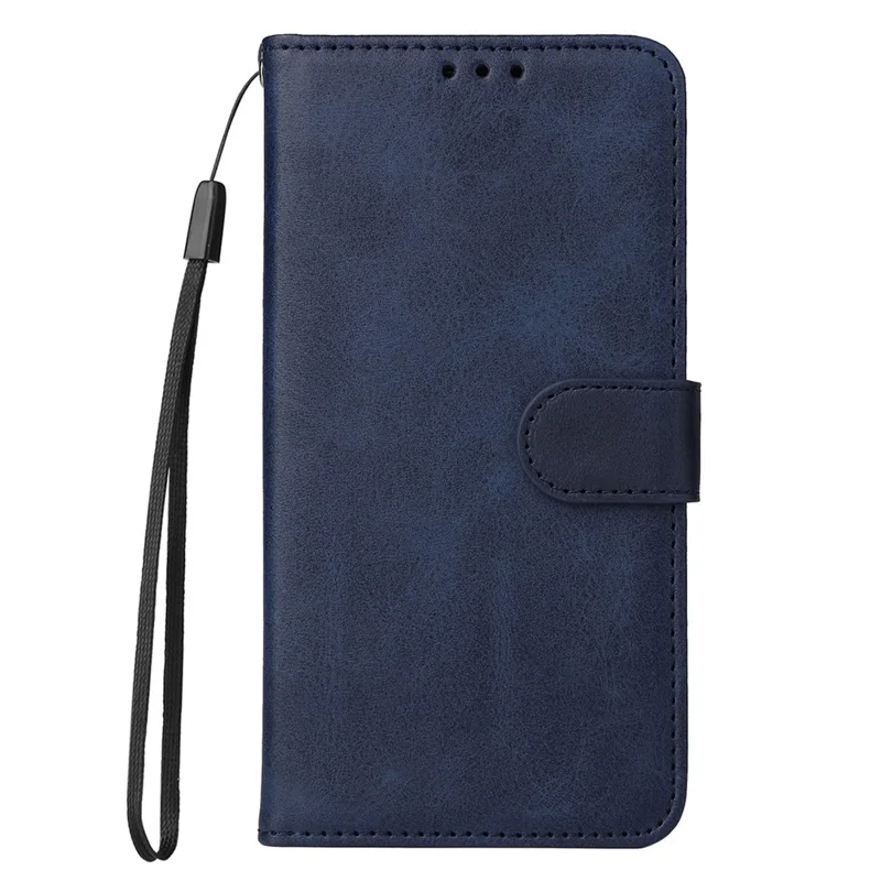 Cell Phone Cover for Honor X50i 5G / 90 Lite 5G Calf Texture Anti-scratch PU Leather Wallet Stand Case with Strap - Blue