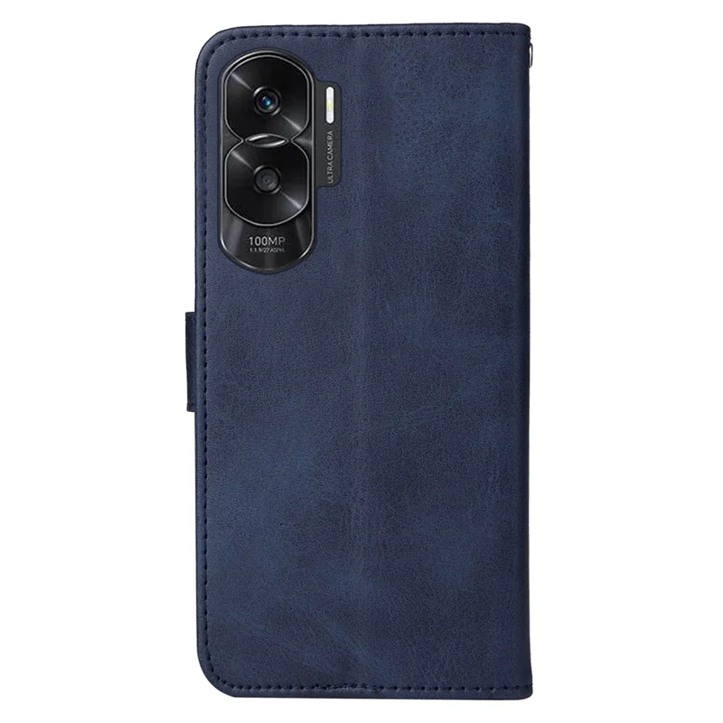 Cell Phone Cover for Honor X50i 5G / 90 Lite 5G Calf Texture Anti-scratch PU Leather Wallet Stand Case with Strap - Blue