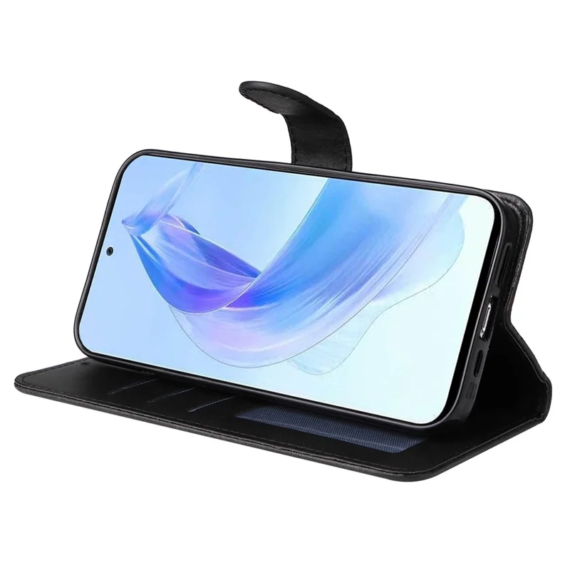 Cell Phone Cover for Honor X50i 5G / 90 Lite 5G Calf Texture Anti-scratch PU Leather Wallet Stand Case with Strap - Blue