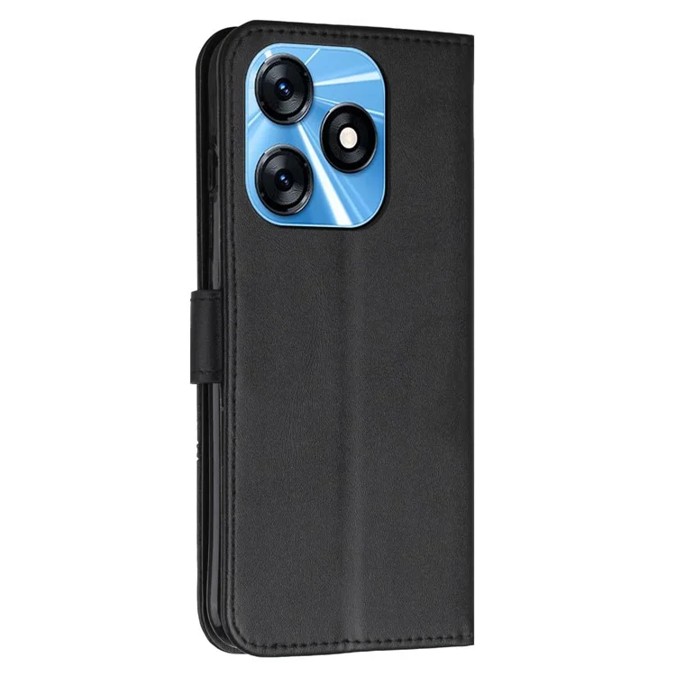 Para TECNO Spark 10 4G Cartera Soporte Folio Flip Funda de Teléfono de Cuero PU - Negro