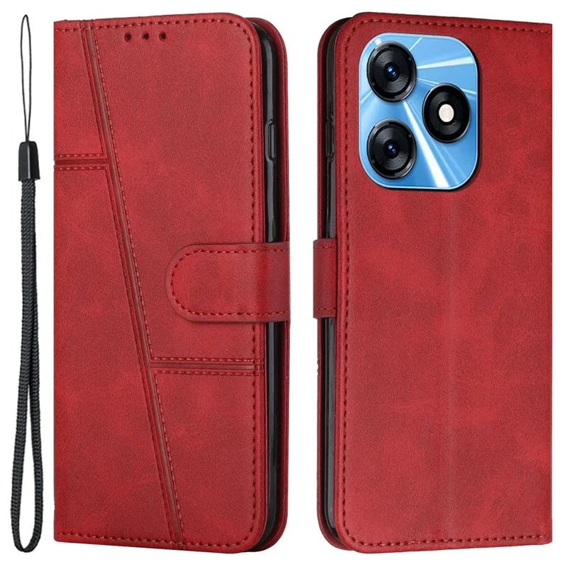 Coque de téléphone pour TECNO Spark 10C 4G Wallet Stand Folio Flip PU Leather Anti-Scratch Cell Phone Cover - Rouge