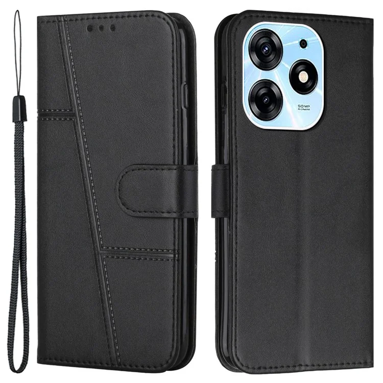 Carteira Case Stand para TECNO Spark 10 Pro Folio Flip PU Leather Cell Phone Drop-Proof Cover - Preto