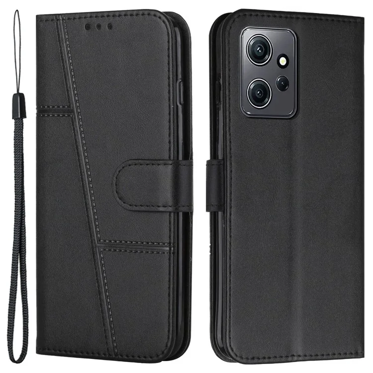 Custodia in pelle PU per Xiaomi Redmi Note 12 4G Telefono cellulare a prova di caduta Wallet Foldable Stand Cover - Nero