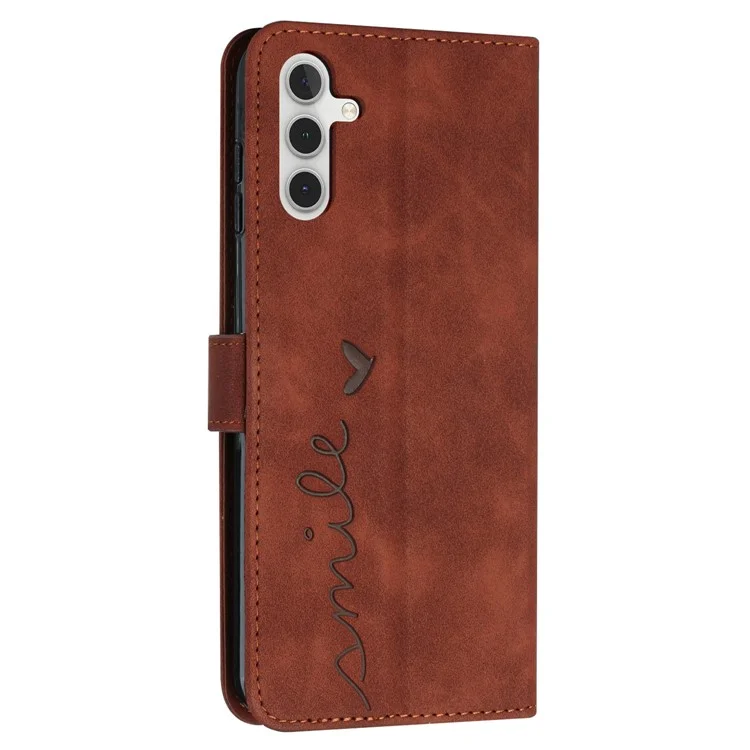 Flip Shell per Samsung Galaxy A24 4G (162,1 x 77,6 x 8,3 mm) Portafoglio con impronta a forma di cuore in pelle PU con supporto per telefono - Marrone