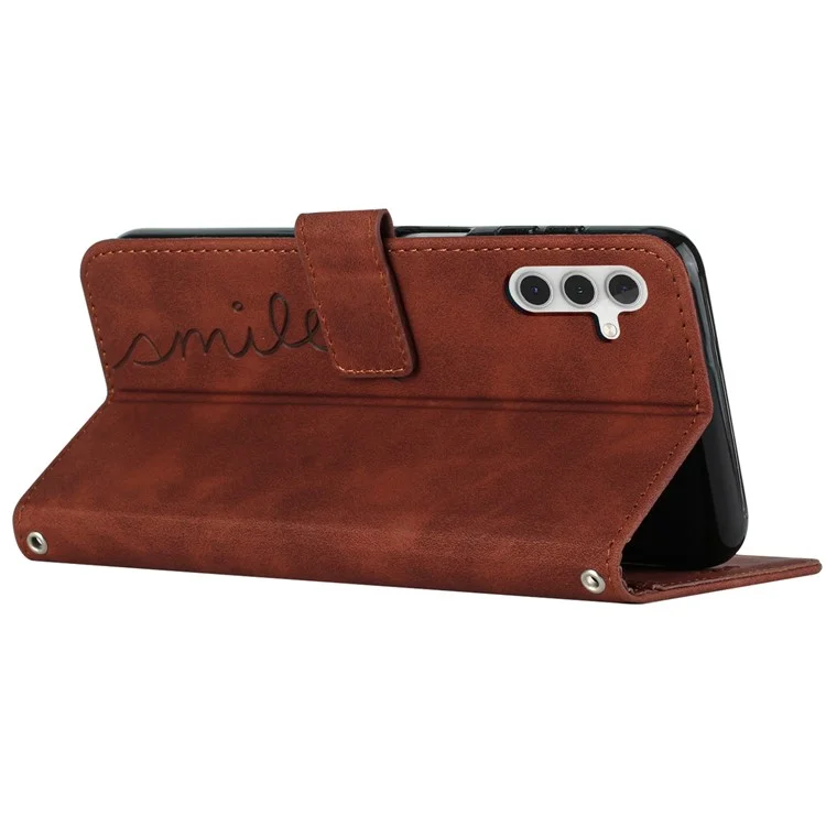 Flip Shell per Samsung Galaxy A24 4G (162,1 x 77,6 x 8,3 mm) Portafoglio con impronta a forma di cuore in pelle PU con supporto per telefono - Marrone