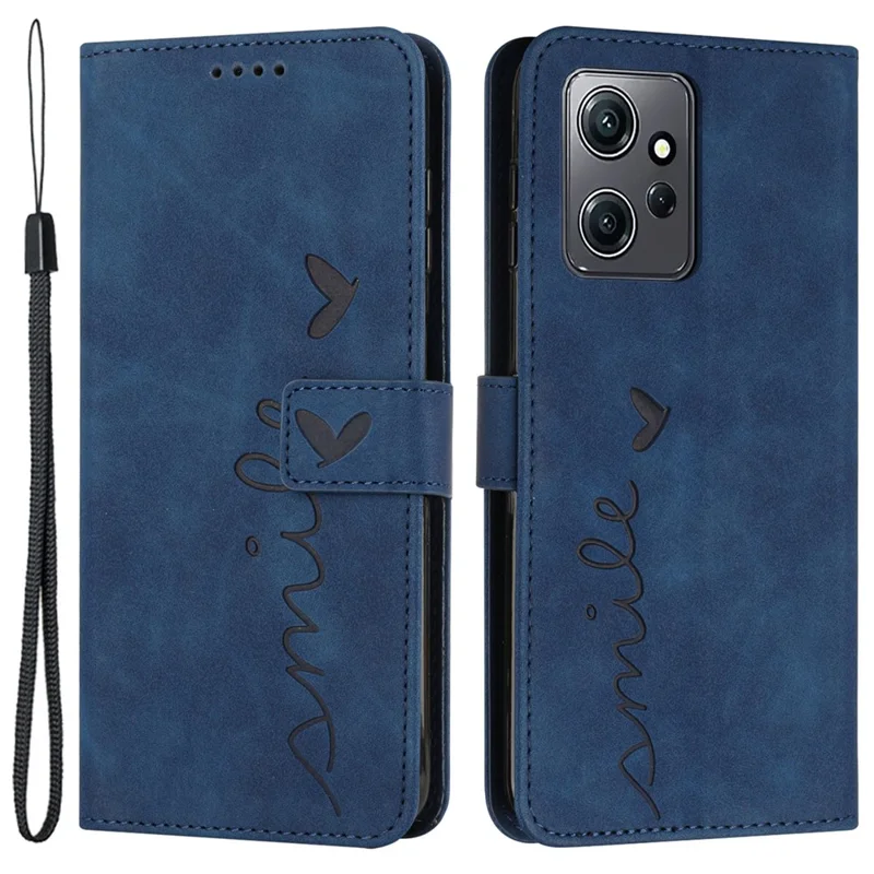 Для Xiaomi Redmi Note 12 4G Flip Shell Imprinted Heart Shape Wallet PU Leather Phone Stand Case - Сапфир