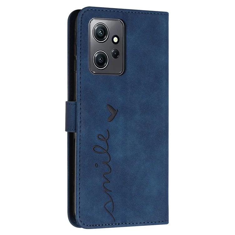 Для Xiaomi Redmi Note 12 4G Flip Shell Imprinted Heart Shape Wallet PU Leather Phone Stand Case - Сапфир