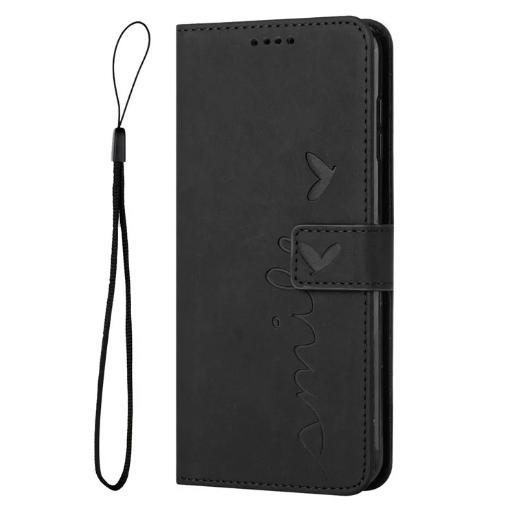Чехол-книжка с имитированным сердечком для Xiaomi Civi 2 5G / 13 Lite, кожаный, с подставкой - черный