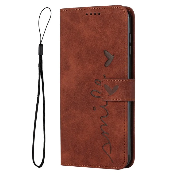 Para TECNO Spark 10 Pro Estampado con forma de corazón Funda protectora de caucho resistente a golpes Cartera de piel sintética Soporte para teléfono - Marrón