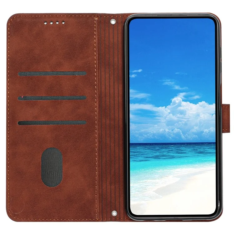 Para TECNO Spark 10 Pro Estampado con forma de corazón Funda protectora de caucho resistente a golpes Cartera de piel sintética Soporte para teléfono - Marrón