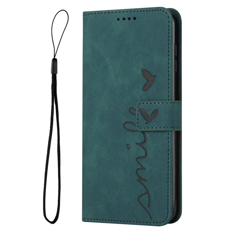 Pour Google Pixel 8 Imprinted Heart Shape Folio Flip Stand Shell PU Leather Phone Wallet Case - Vert