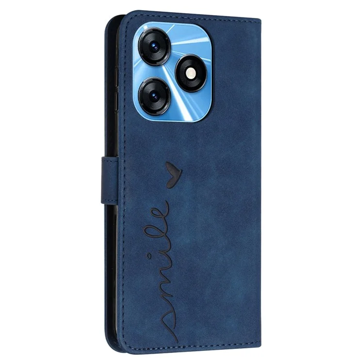 Para TECNO Spark 10 4G Stand Shell Heart Shape Imprinted Wallet PU Leather Phone Case - Sapphire
