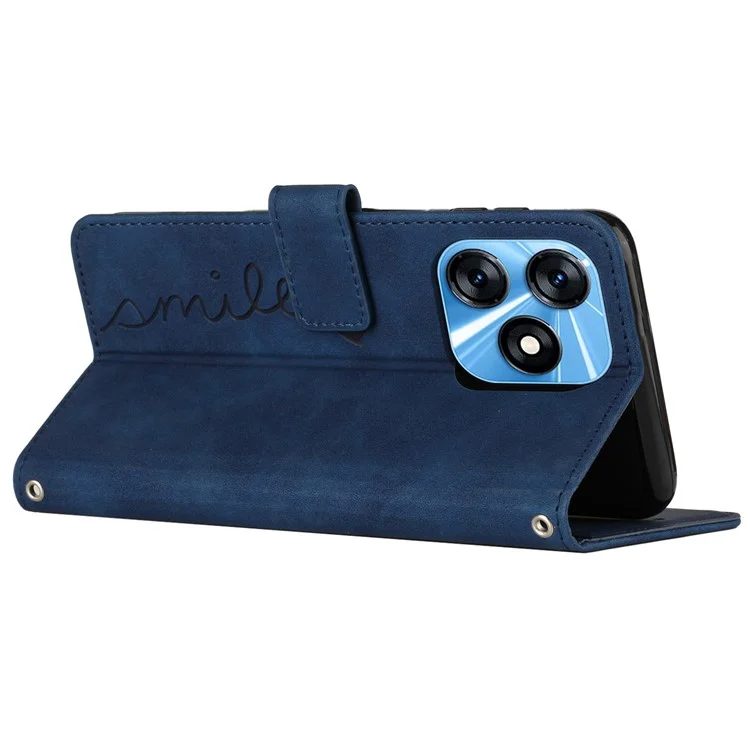 Para TECNO Spark 10 4G Stand Shell Heart Shape Imprinted Wallet PU Leather Phone Case - Sapphire