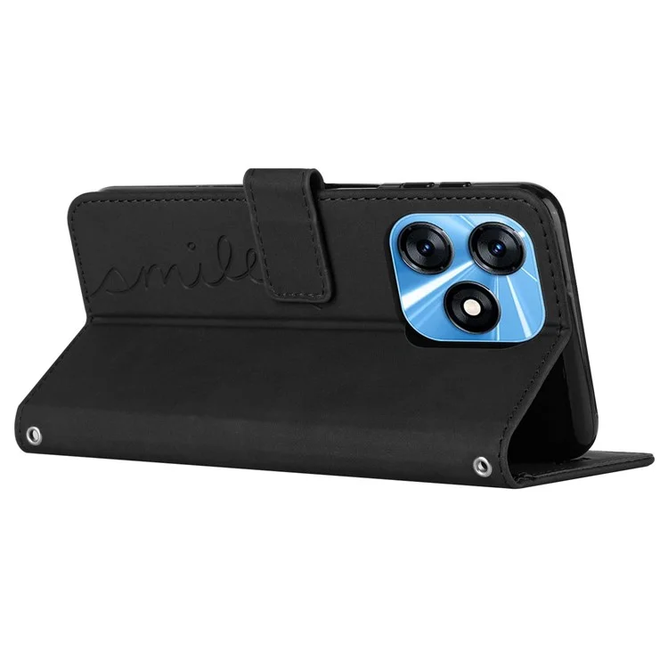 For TECNO Spark 10 4G Stand Shell Heart Shape Imprinted Wallet PU Leather Phone Case - Black