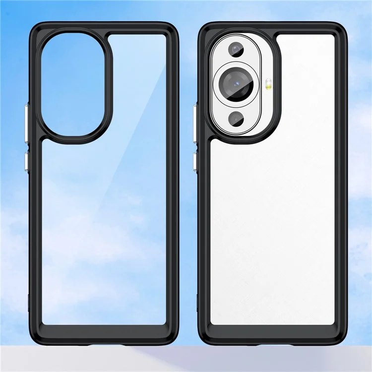 Para Huawei nova 11 Pro / nova 11 Ultra Capa de Telefone Transparente Caso TPU+Acrílico Smartphone Capa - Preto