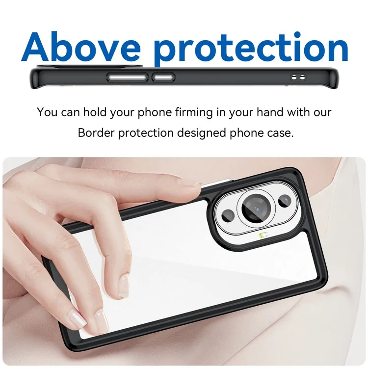 Para Huawei nova 11 Pro / nova 11 Ultra Capa de Telefone Transparente Caso TPU+Acrílico Smartphone Capa - Preto