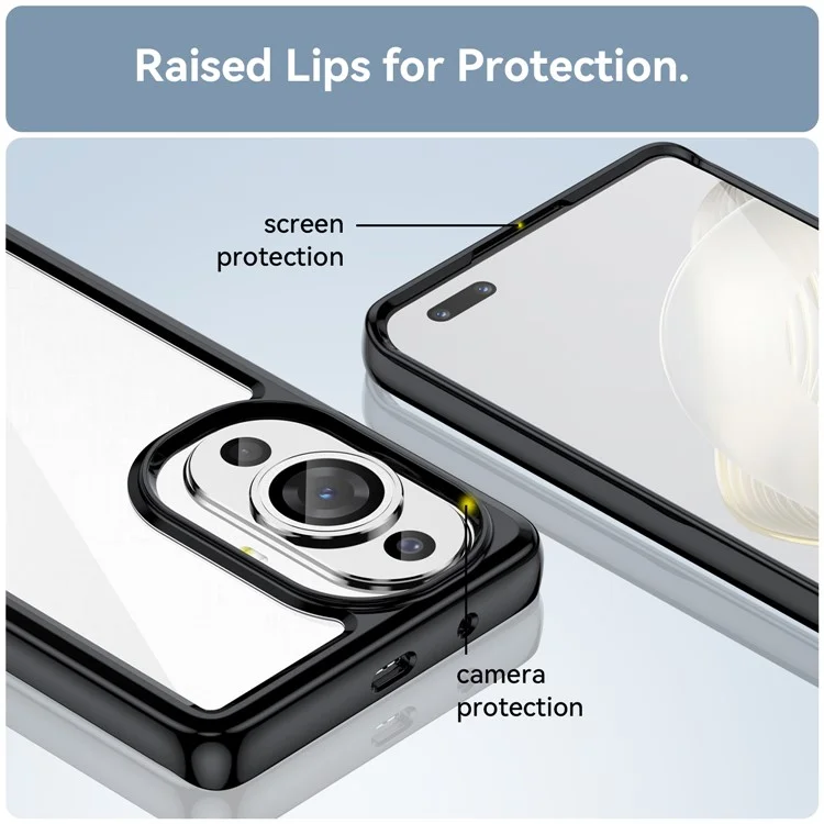 Para Huawei nova 11 Pro / nova 11 Ultra Capa de Telefone Transparente Caso TPU+Acrílico Smartphone Capa - Preto