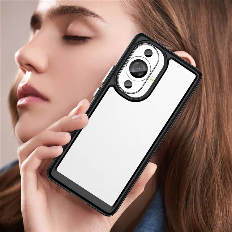 Para Huawei nova 11 Pro / nova 11 Ultra Capa de Telefone Transparente Caso TPU+Acrílico Smartphone Capa - Preto