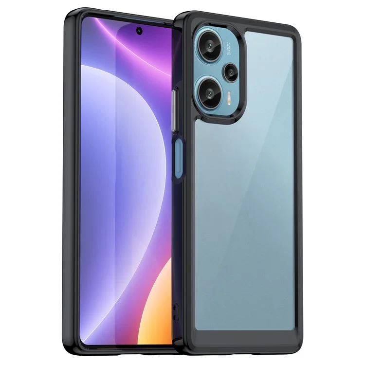 Pour Xiaomi Redmi Note 12 Turbo / Poco F5 5G Étui de protection pour téléphone Coque TPU+Acrylique Anti-rayures - Noir