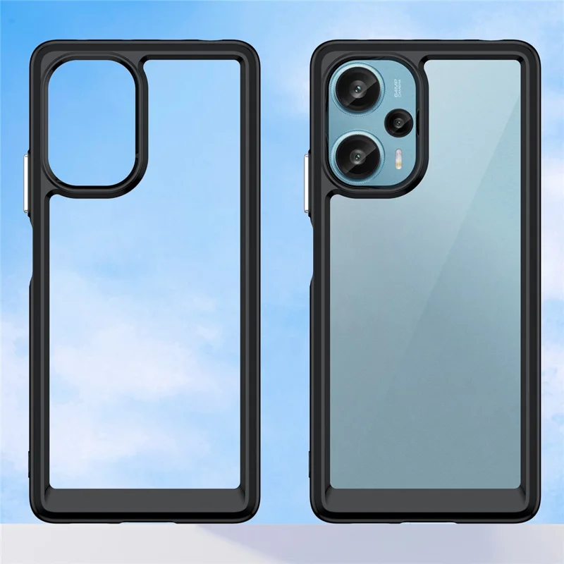 Pour Xiaomi Redmi Note 12 Turbo / Poco F5 5G Étui de protection pour téléphone Coque TPU+Acrylique Anti-rayures - Noir