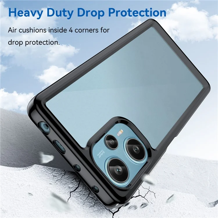 Pour Xiaomi Redmi Note 12 Turbo / Poco F5 5G Étui de protection pour téléphone Coque TPU+Acrylique Anti-rayures - Noir