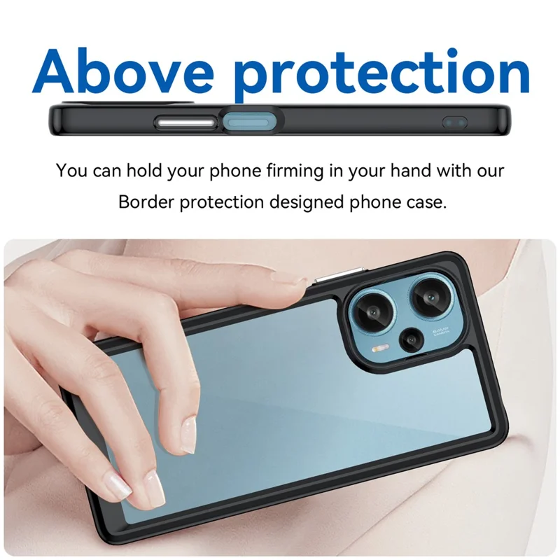 Pour Xiaomi Redmi Note 12 Turbo / Poco F5 5G Étui de protection pour téléphone Coque TPU+Acrylique Anti-rayures - Noir