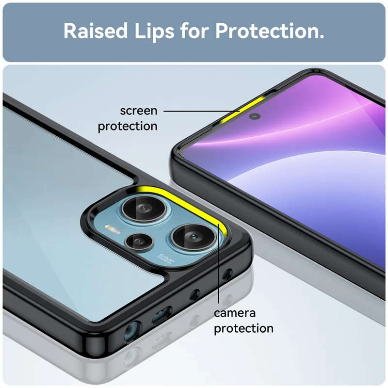 Pour Xiaomi Redmi Note 12 Turbo / Poco F5 5G Étui de protection pour téléphone Coque TPU+Acrylique Anti-rayures - Noir