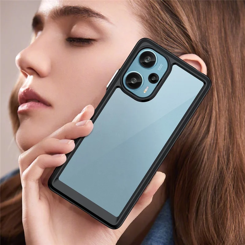 Pour Xiaomi Redmi Note 12 Turbo / Poco F5 5G Étui de protection pour téléphone Coque TPU+Acrylique Anti-rayures - Noir