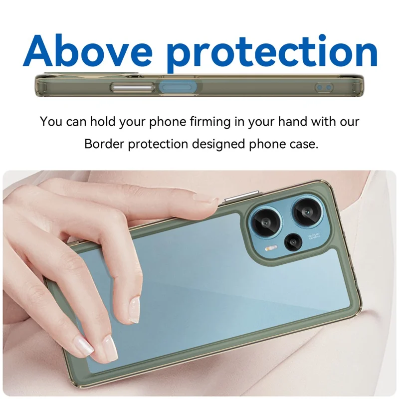 For Xiaomi Redmi Note 12 Turbo / Poco F5 5G Protective Phone Case TPU+Acrylic Anti-scratch Cover - Transparent Grey