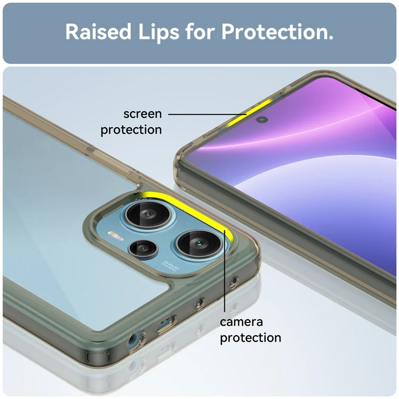 For Xiaomi Redmi Note 12 Turbo / Poco F5 5G Protective Phone Case TPU+Acrylic Anti-scratch Cover - Transparent Grey