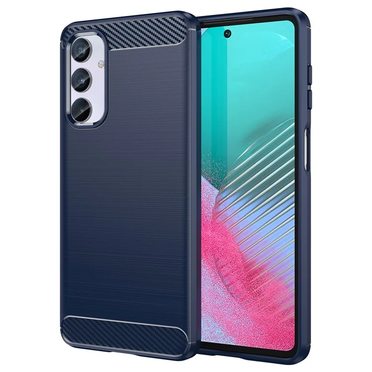 Gebürstete Schale für Samsung Galaxy M54 5G / F54 5G Carbon Fiber Texture Phone Case Phone TPU Cover - Blau