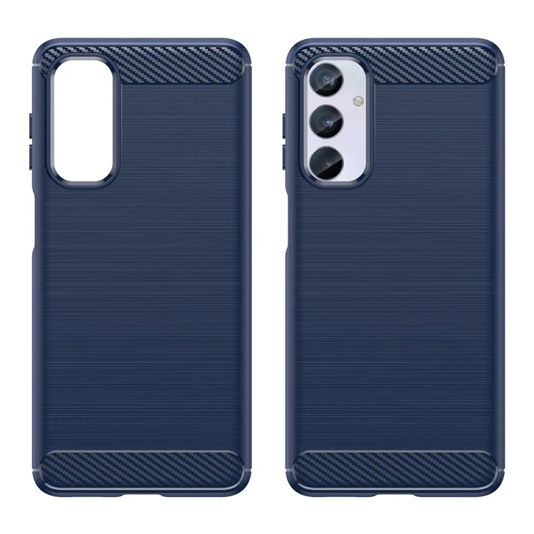 Gebürstete Schale für Samsung Galaxy M54 5G / F54 5G Carbon Fiber Texture Phone Case Phone TPU Cover - Blau