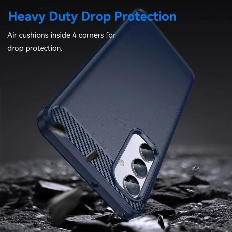 Gebürstete Schale für Samsung Galaxy M54 5G / F54 5G Carbon Fiber Texture Phone Case Phone TPU Cover - Blau