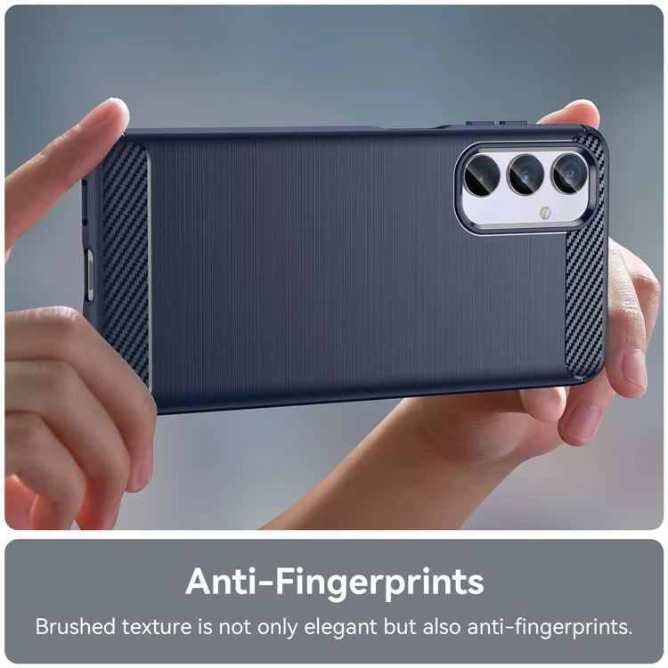Gebürstete Schale für Samsung Galaxy M54 5G / F54 5G Carbon Fiber Texture Phone Case Phone TPU Cover - Blau