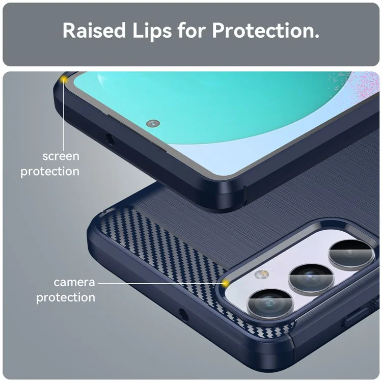 Gebürstete Schale für Samsung Galaxy M54 5G / F54 5G Carbon Fiber Texture Phone Case Phone TPU Cover - Blau