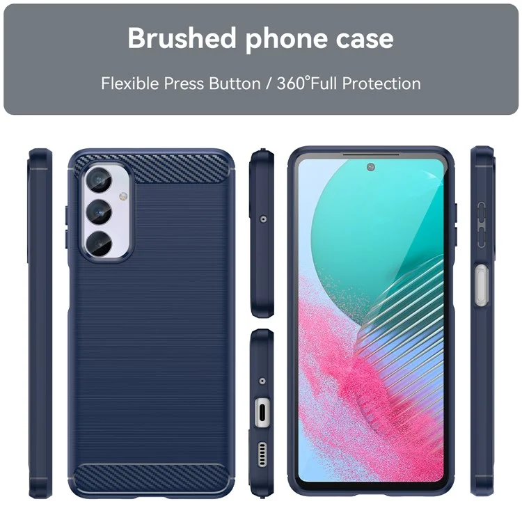 Gebürstete Schale für Samsung Galaxy M54 5G / F54 5G Carbon Fiber Texture Phone Case Phone TPU Cover - Blau
