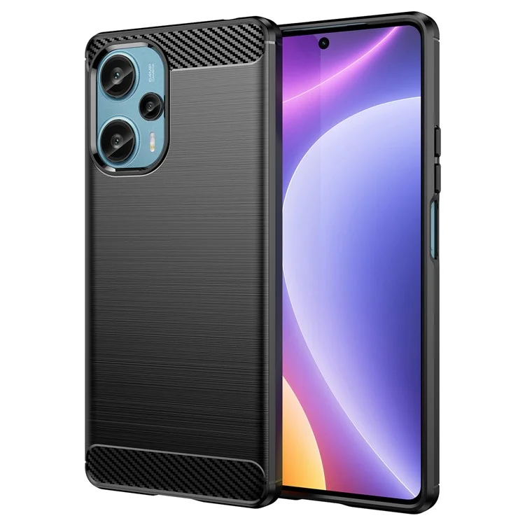 Para Xiaomi Redmi Note 12 Turbo / Poco F5 5G Textura de Fibra de Carbono Cepillado Funda Funda de Teléfono TPU - Negro