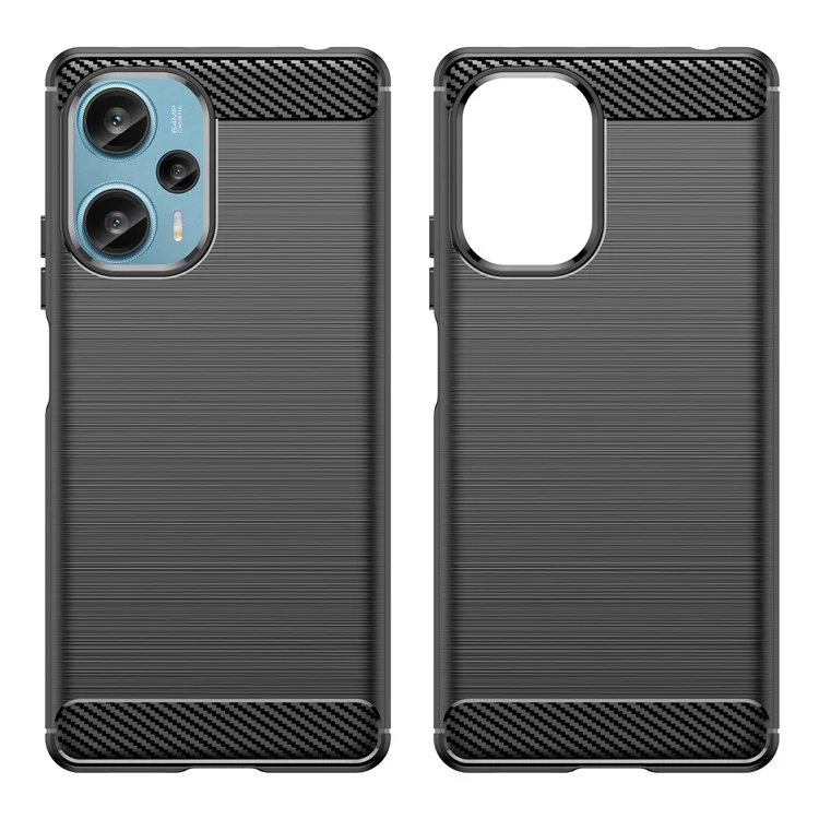 Para Xiaomi Redmi Note 12 Turbo / Poco F5 5G Textura de Fibra de Carbono Cepillado Funda Funda de Teléfono TPU - Negro