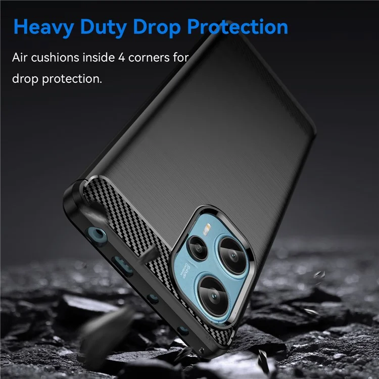 Para Xiaomi Redmi Note 12 Turbo / Poco F5 5G Textura de Fibra de Carbono Cepillado Funda Funda de Teléfono TPU - Negro