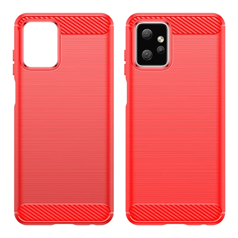 Custodia in TPU per Motorola Moto G Power 5G, texture in fibra di carbonio, superficie spazzolata, protezione posteriore - Rosso