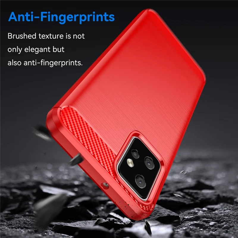 Custodia in TPU per Motorola Moto G Power 5G, texture in fibra di carbonio, superficie spazzolata, protezione posteriore - Rosso