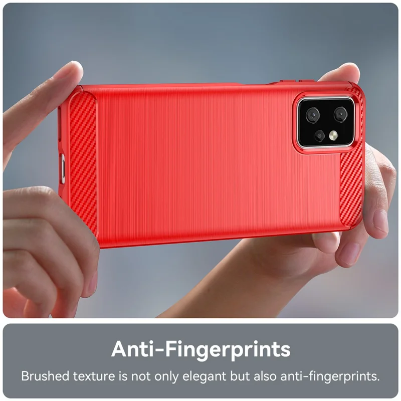 Custodia in TPU per Motorola Moto G Power 5G, texture in fibra di carbonio, superficie spazzolata, protezione posteriore - Rosso