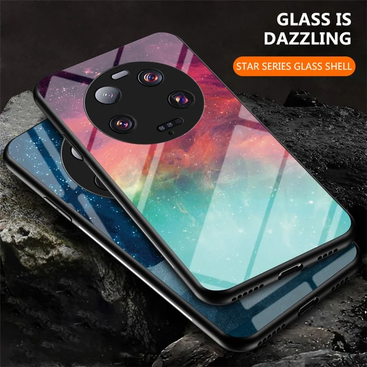 Para Xiaomi 13 Ultra Starry Sky Pattern Printing Case Anti-Scratch PC+TPU+Tempered Glass Phone Cover - Color Starry Sky