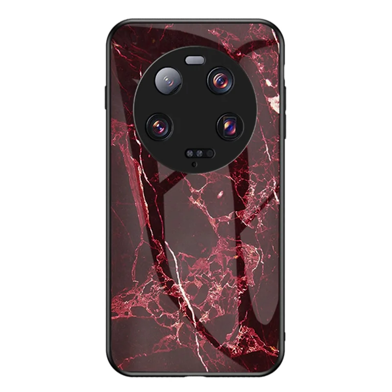Para Xiaomi 13 Ultra Capa de Telefone com Vidro Temperado de Padrão de Mármore PC+TPU - Mármore Vermelho Sangue
