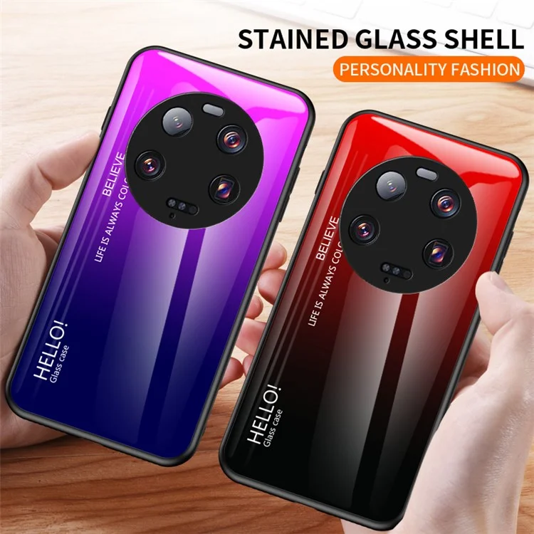 Для Xiaomi 13 Ultra Градиентный закаленный стеклянный чехол для телефона PC+TPU Противоударная крышка - Градиентный красно-черный