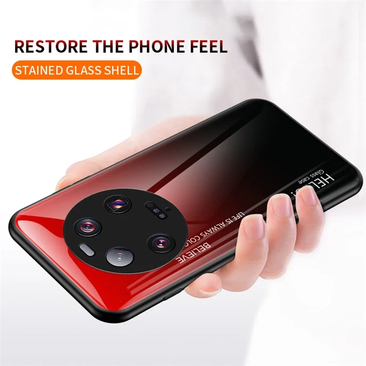 Для Xiaomi 13 Ultra Градиентный закаленный стеклянный чехол для телефона PC+TPU Противоударная крышка - Градиентный красно-черный