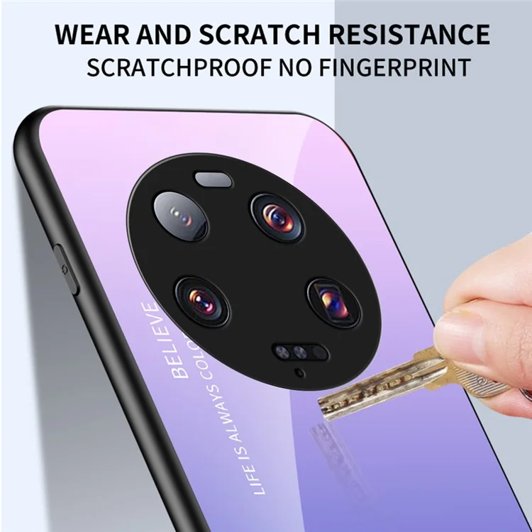 Для Xiaomi 13 Ultra Градиентный закаленный стеклянный чехол для телефона PC+TPU Противоударная крышка - Градиентный красно-черный