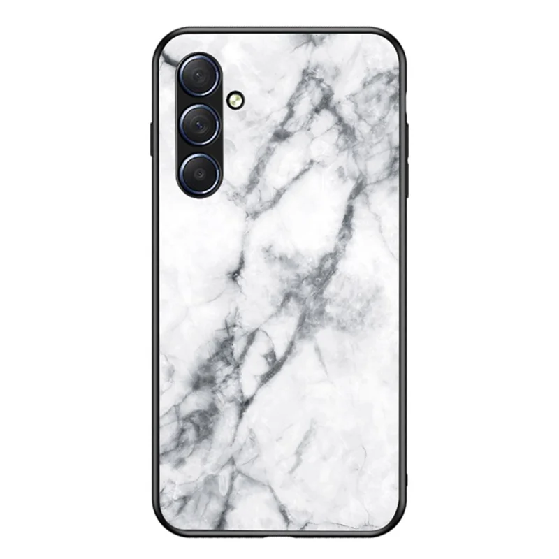 Für Samsung Galaxy M54 5G / F54 5G Marmormuster-Handyhülle aus Hartglas+PC+TPU Anti-Drop-Hülle - Weißes Marmor