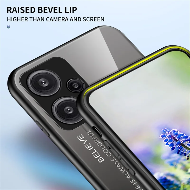 For Xiaomi Redmi Note 12 Turbo / Poco F5 5G Slim telefonbeskyttelse PC + TPU + Hårdet glas stødfast cover - Gradient blå sort