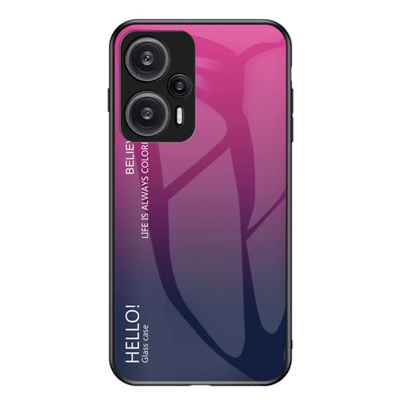 For Xiaomi Redmi Note 12 Turbo / Poco F5 5G Slim Phone Case PC + TPU + Tempered Glass Shockproof Cover - Gradient Rose